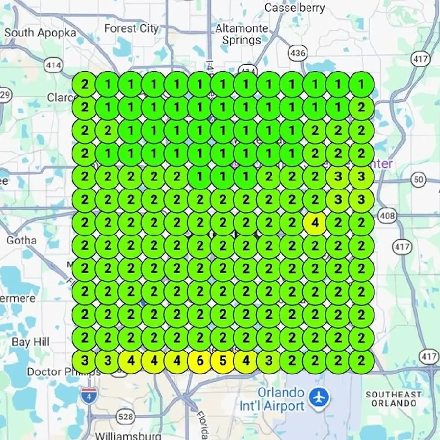 All County Fence Google Maps rank grid after — average rank 1.89